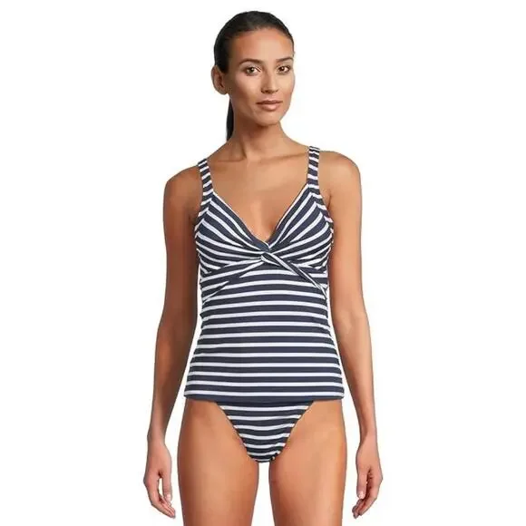 Tommy Bahama Coastline Tankini Top Women's Medium Navy Striped Swimwear JZZ938 - Picture 10 of 10